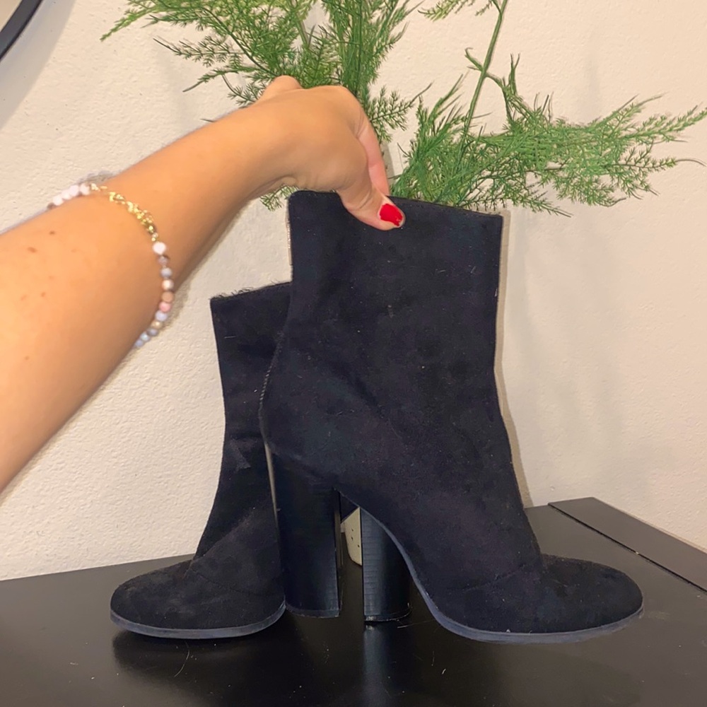 Black suede booties